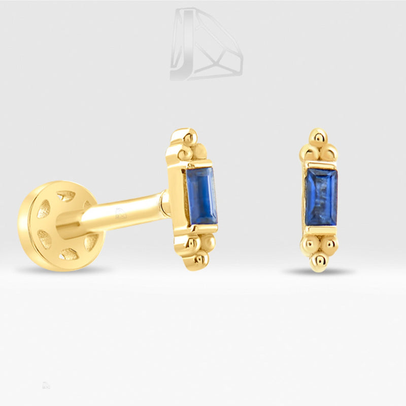 0,06 Karat Baget Safir Piercing · Sarı Altın