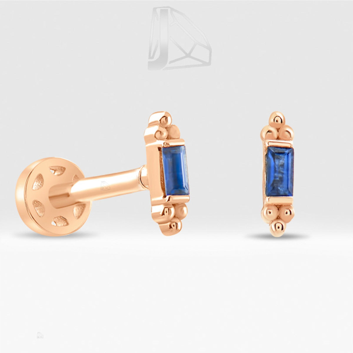 0,06 Karat Baget Safir Piercing · Pembe Altın