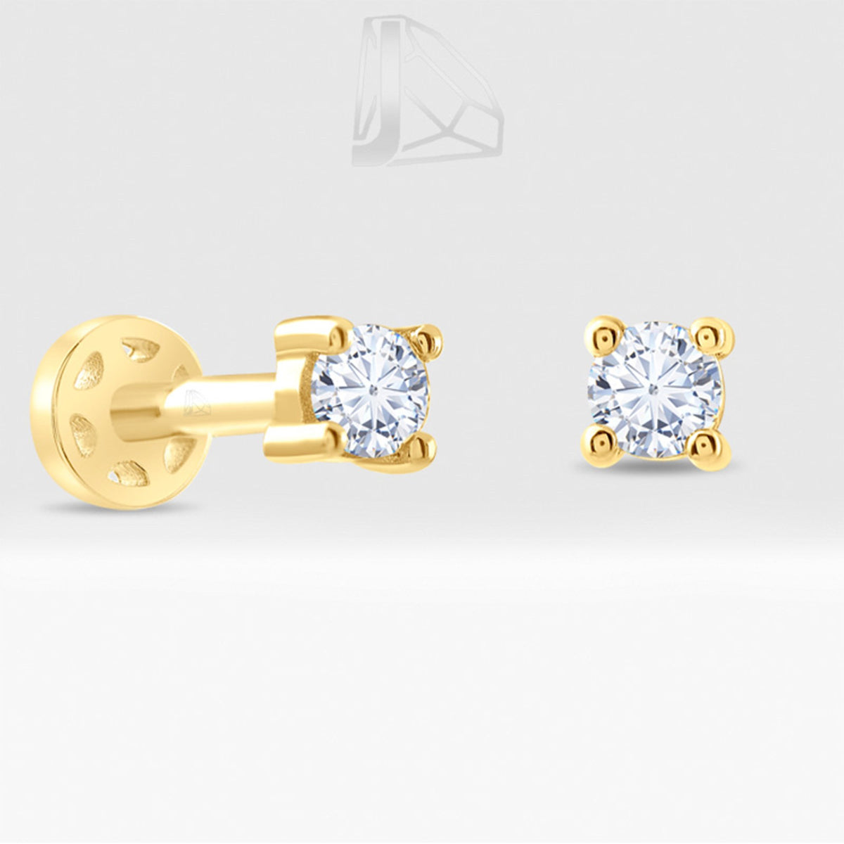 0,07 Karat Tektaş Pırlanta Piercing · Sarı Altın