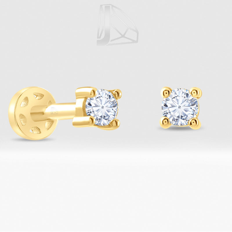 0,07 Karat Tektaş Pırlanta Piercing · Sarı Altın