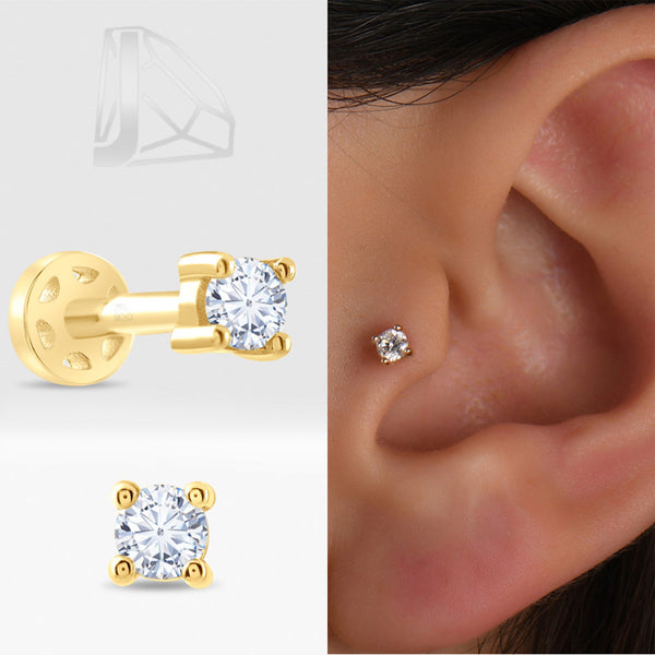 0,07 Karat Tektaş Pırlanta Piercing · Sarı Altın
