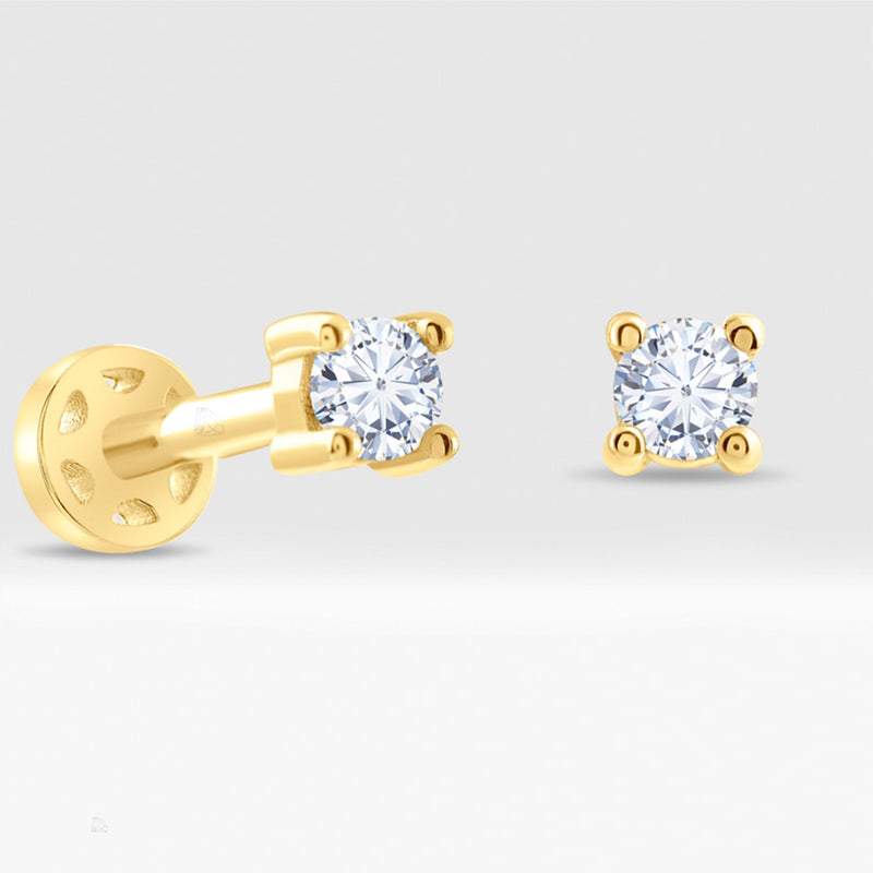 0,05 Karat Tektaş Pırlanta Piercing · Sarı Altın