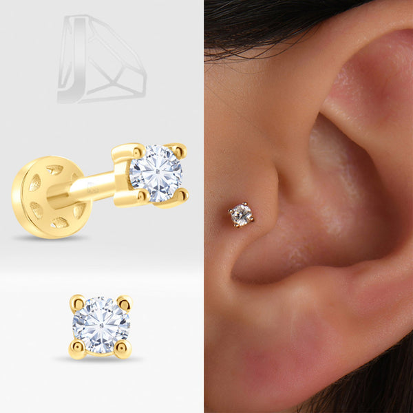 0,05 Karat Tektaş Pırlanta Piercing · Sarı Altın