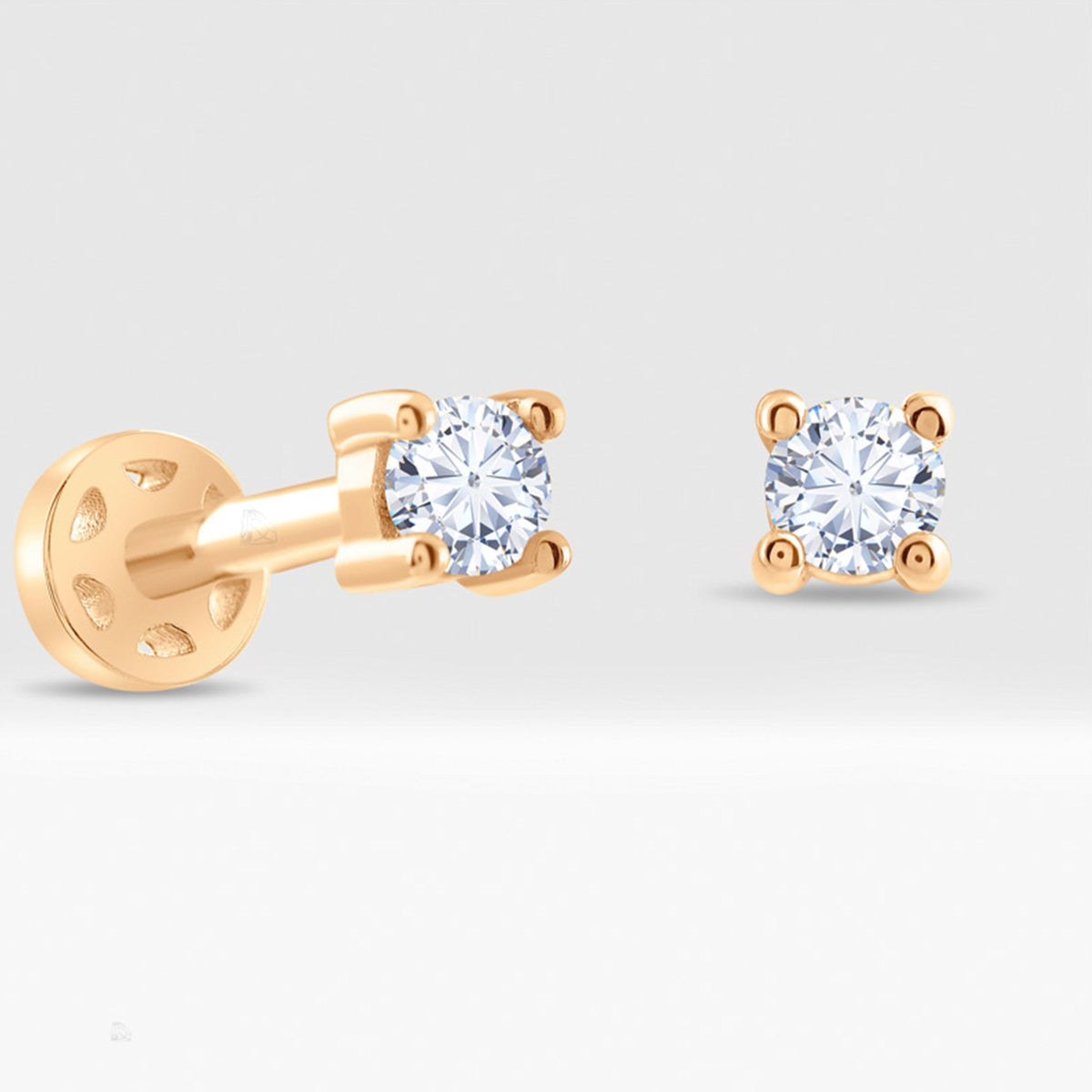 0,05 Karat Tektaş Pırlanta Piercing · Pembe Altın