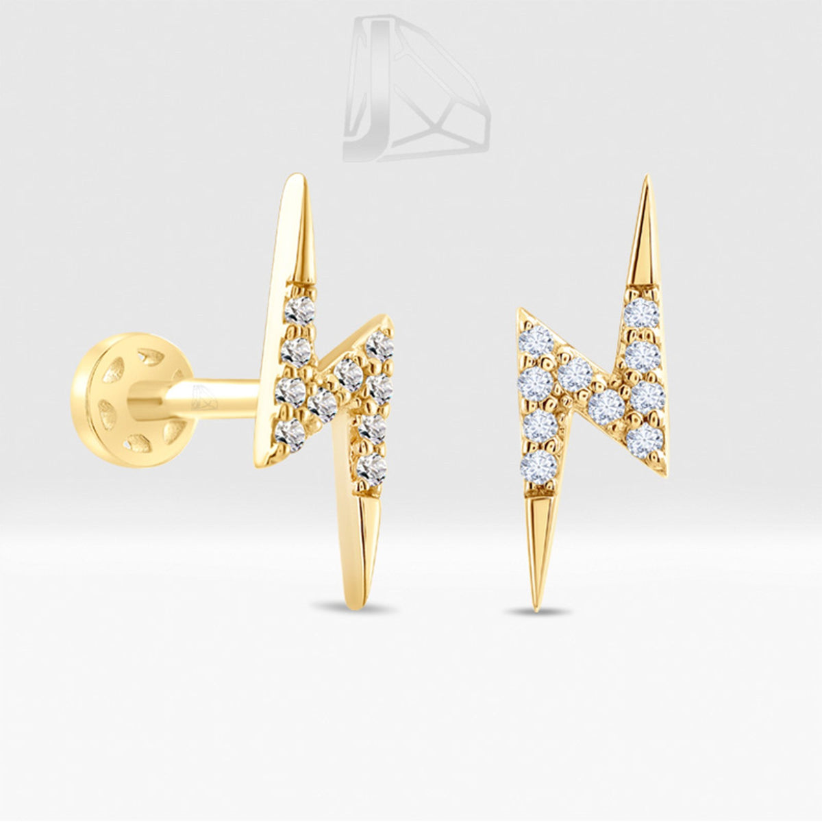 0,05 Karat Şimşek Pırlanta Piercing · Sarı Altın