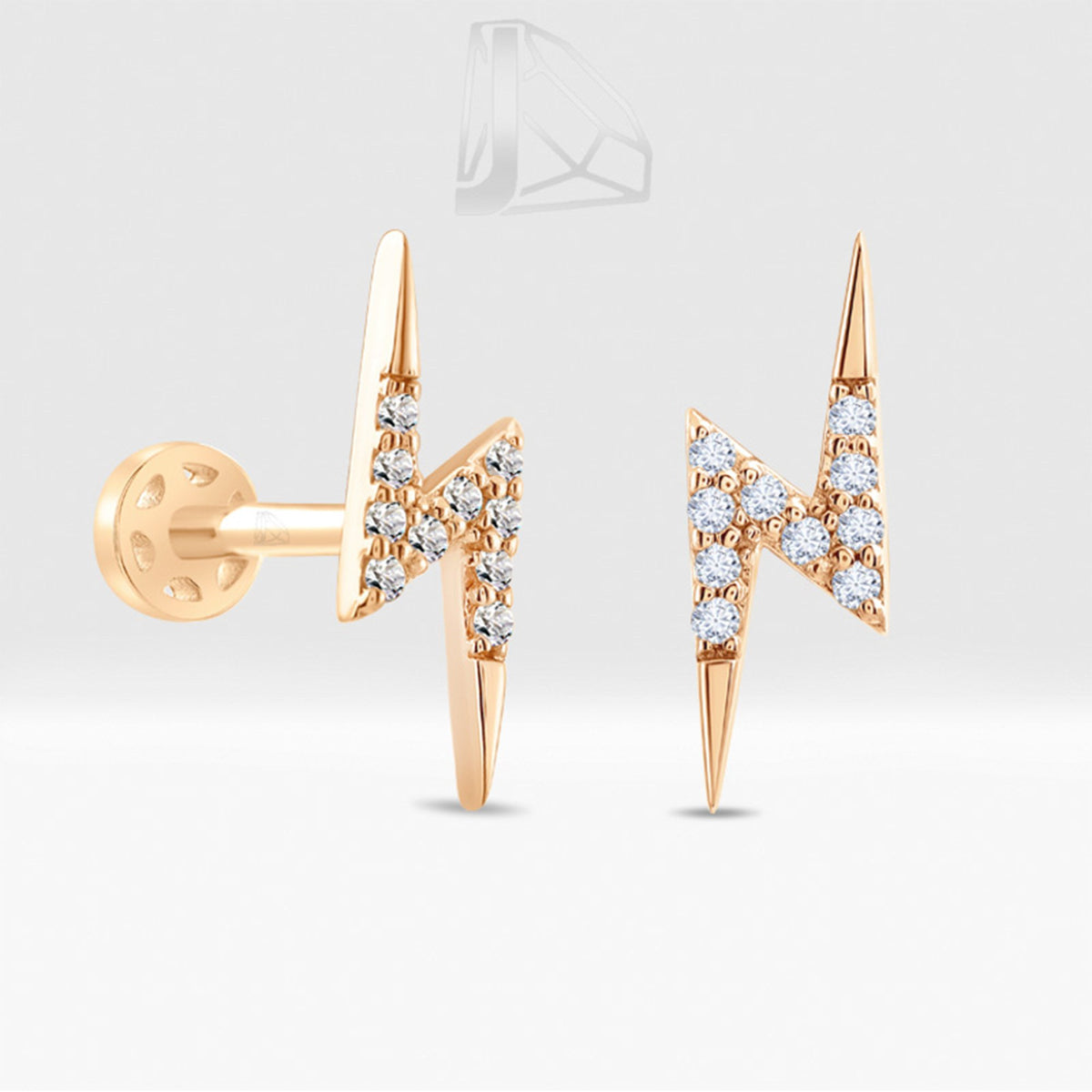 0,05 Karat Şimşek Pırlanta Piercing · Pembe Altın