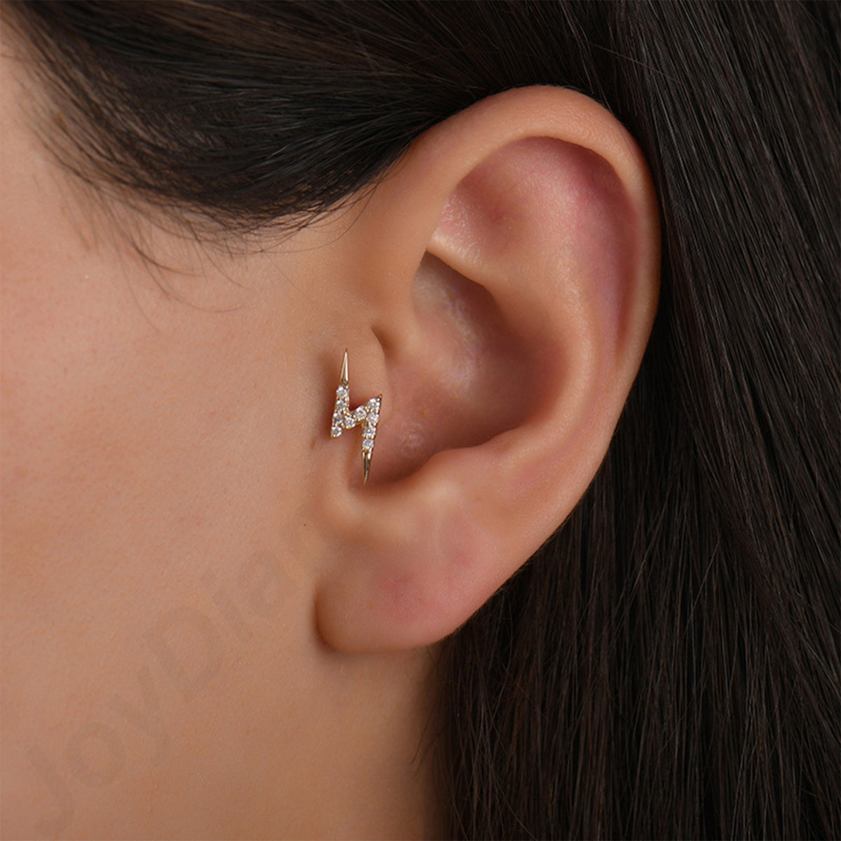 0,05 Karat Şimşek Pırlanta Piercing