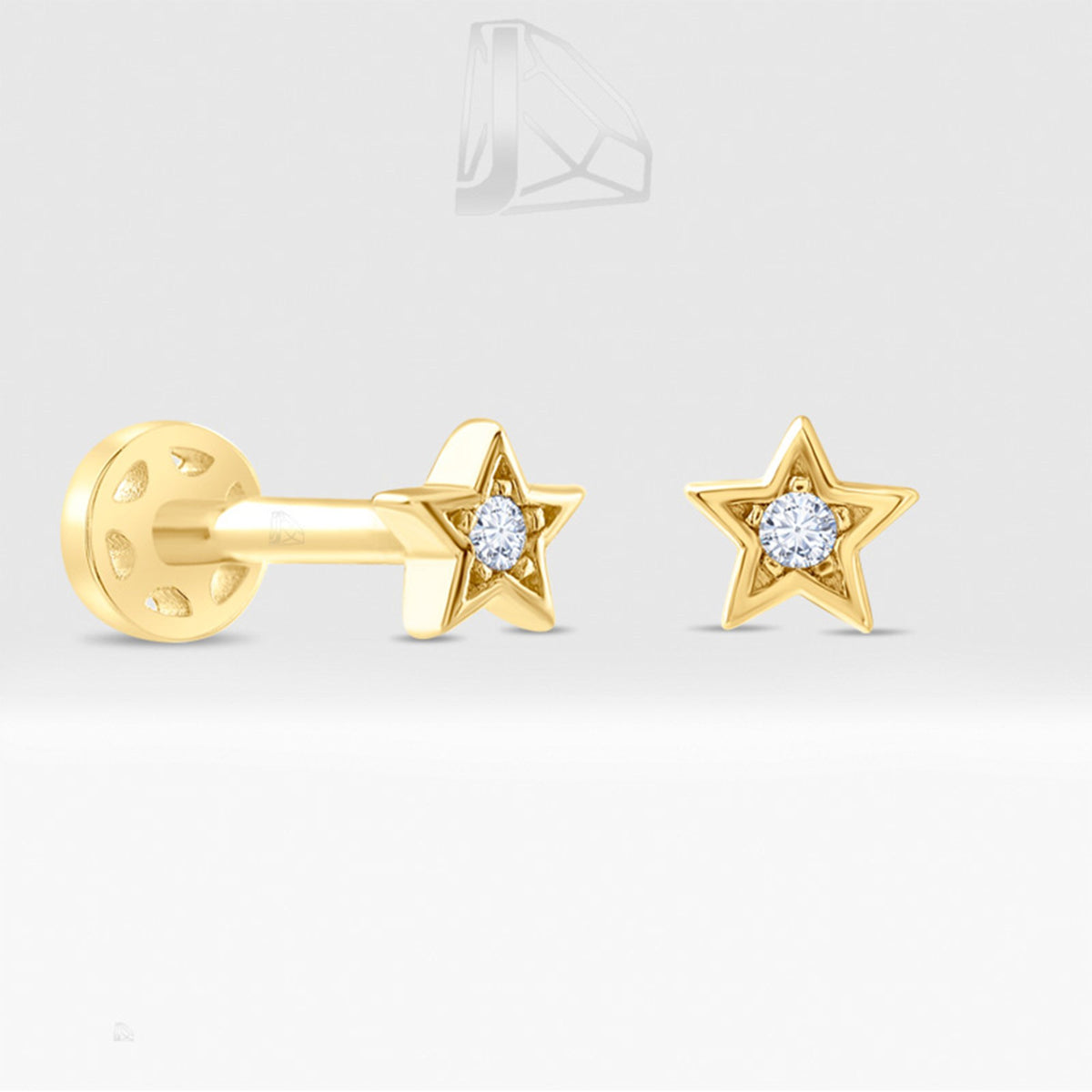 0,02 Karat Yıldız Pırlanta Piercing · Sarı Altın