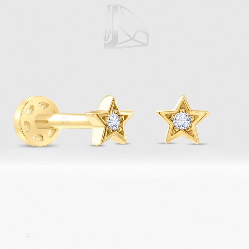 0,02 Karat Yıldız Pırlanta Piercing · Sarı Altın