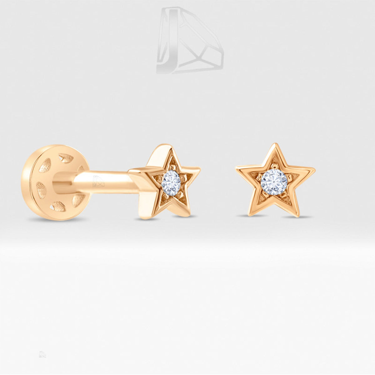 0,02 Karat Yıldız Pırlanta Piercing · Pembe Altın
