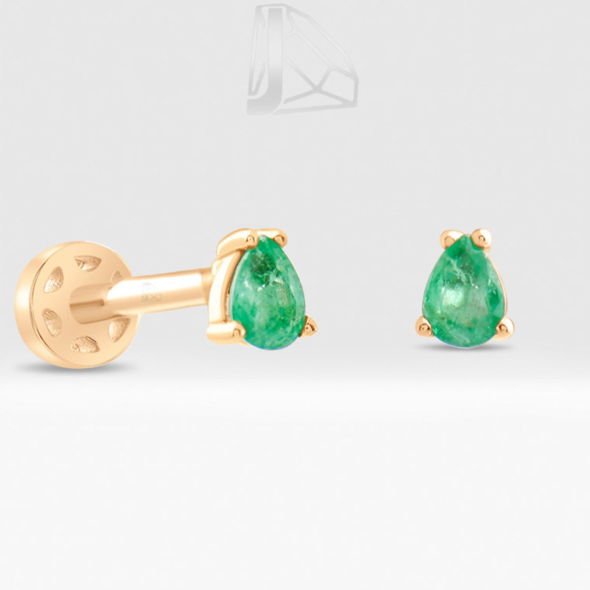 0,15 Karat Damla Zümrüt Piercing · Pembe Altın