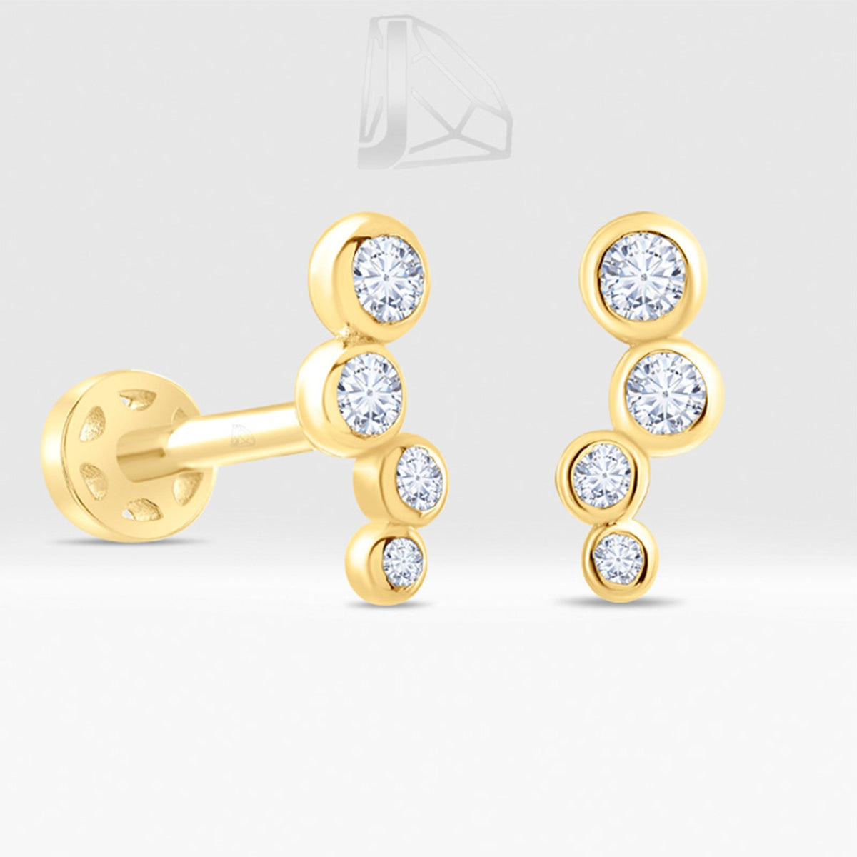 0,09 Karat Sıralı Pırlanta Piercing · Sarı Altın