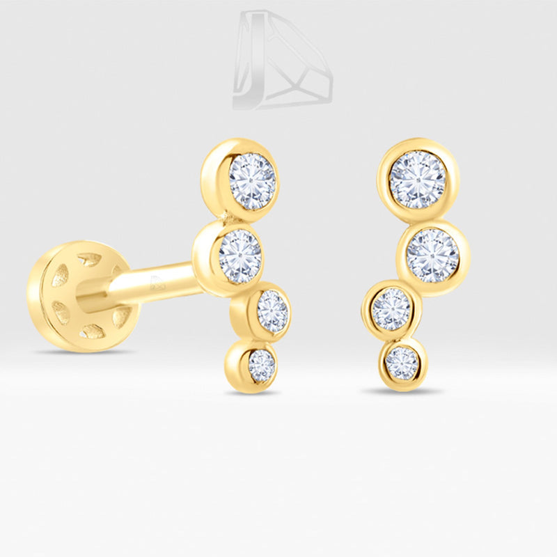 0,09 Karat Sıralı Pırlanta Piercing · Sarı Altın