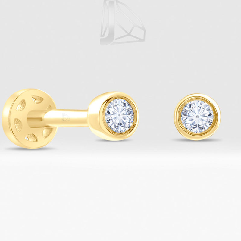 0,06 Karat Tektaş Pırlanta Piercing · Sarı Altın