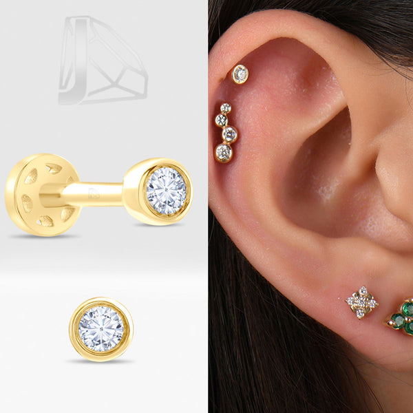 0,06 Karat Tektaş Pırlanta Piercing · Sarı Altın