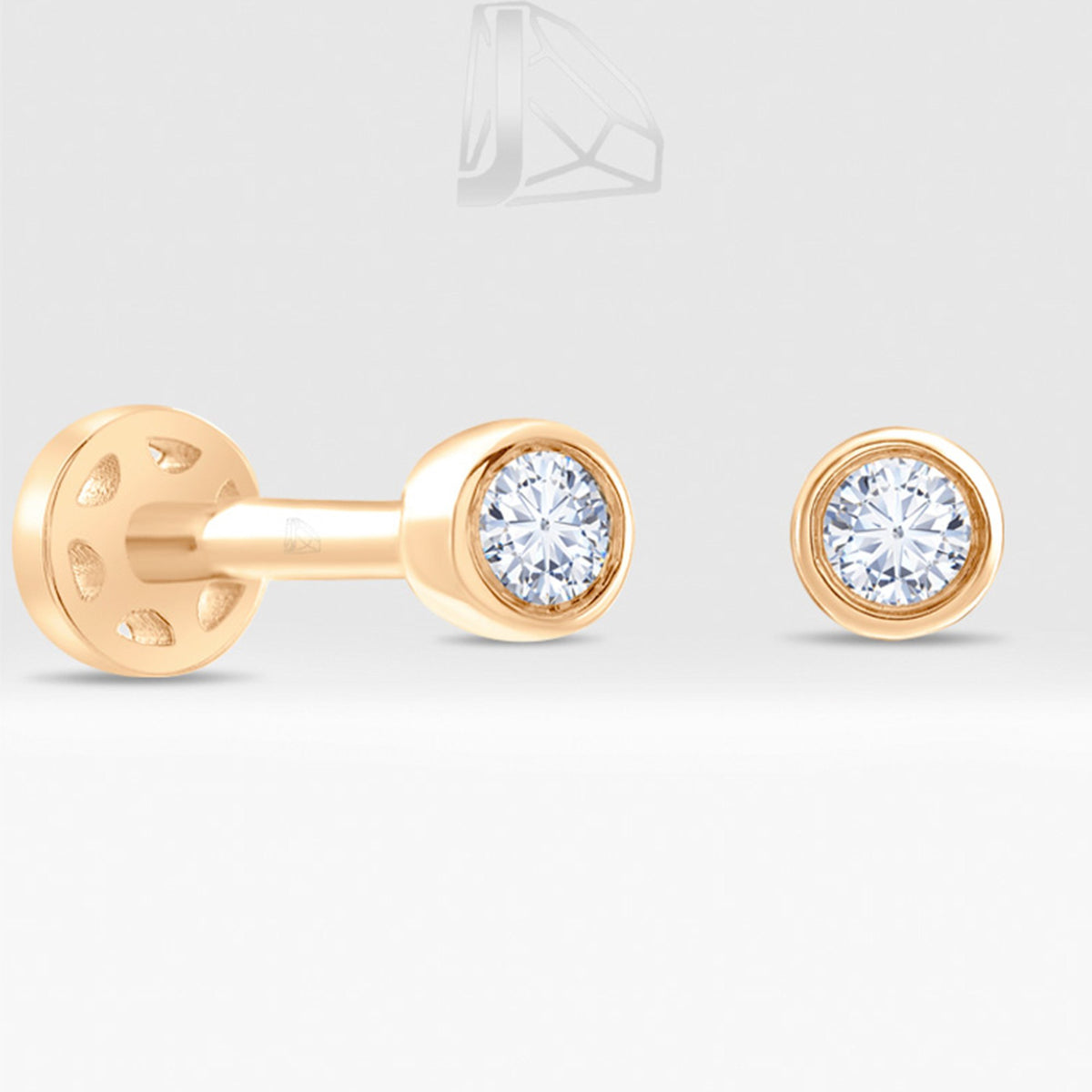 0,06 Karat Tektaş Pırlanta Piercing · Pembe Altın