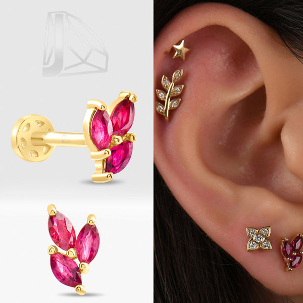 0,20 Karat Markiz Yakut Piercing · Sarı Altın
