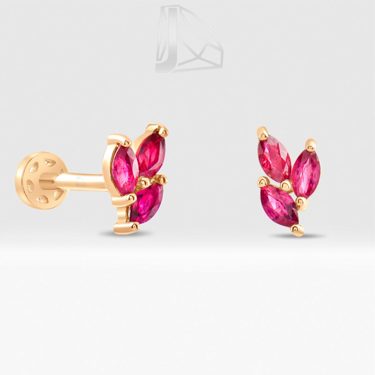 0,20 Karat Markiz Yakut Piercing · Pembe Altın