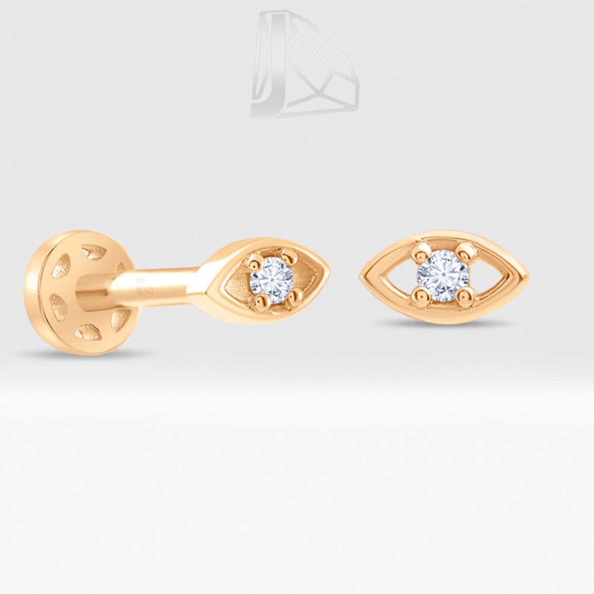 0,02 Karat Göz Pırlanta Piercing · Pembe Altın