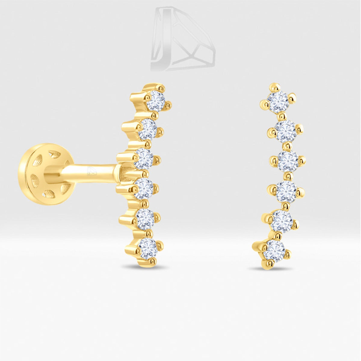 0,06 Karat Kavisli Pırlanta Piercing · Sarı Altın