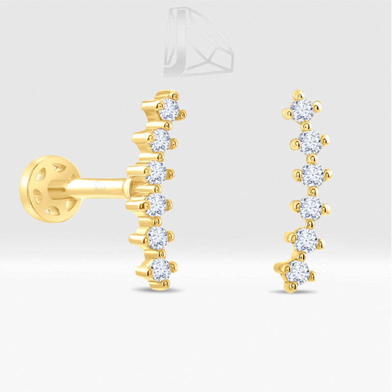 0,06 Karat Kavisli Pırlanta Piercing · Sarı Altın