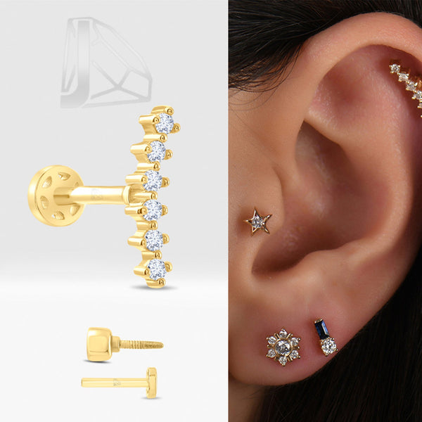 0,06 Karat Kavisli Pırlanta Piercing · Sarı Altın