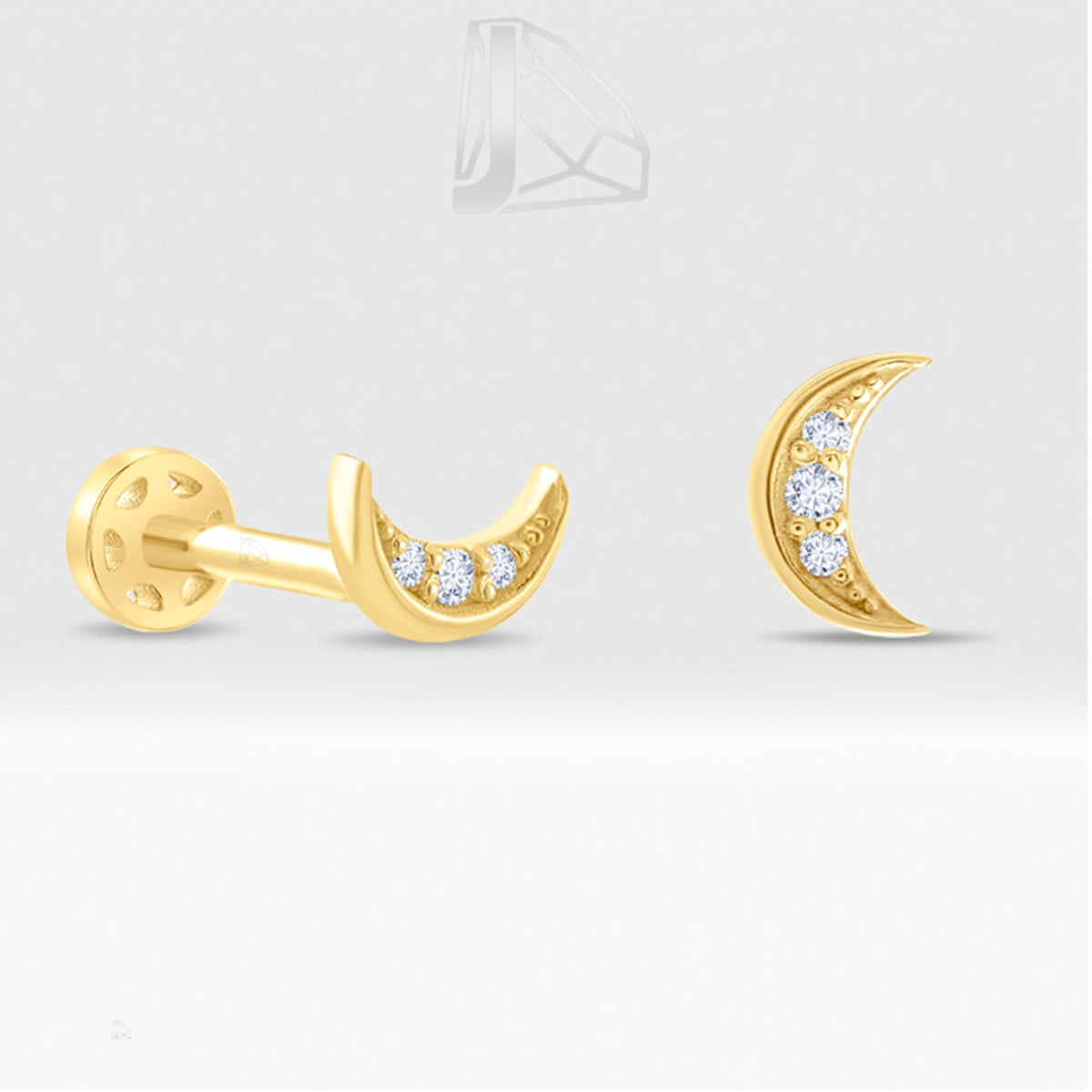 0,02 Karat Hilal Pırlanta Piercing · Sarı Altın