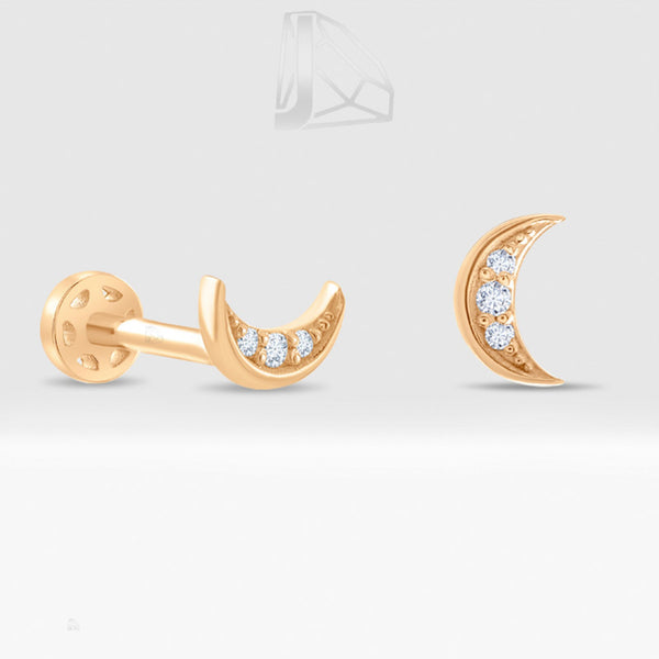 0,02 Karat Hilal Pırlanta Piercing · Pembe Altın