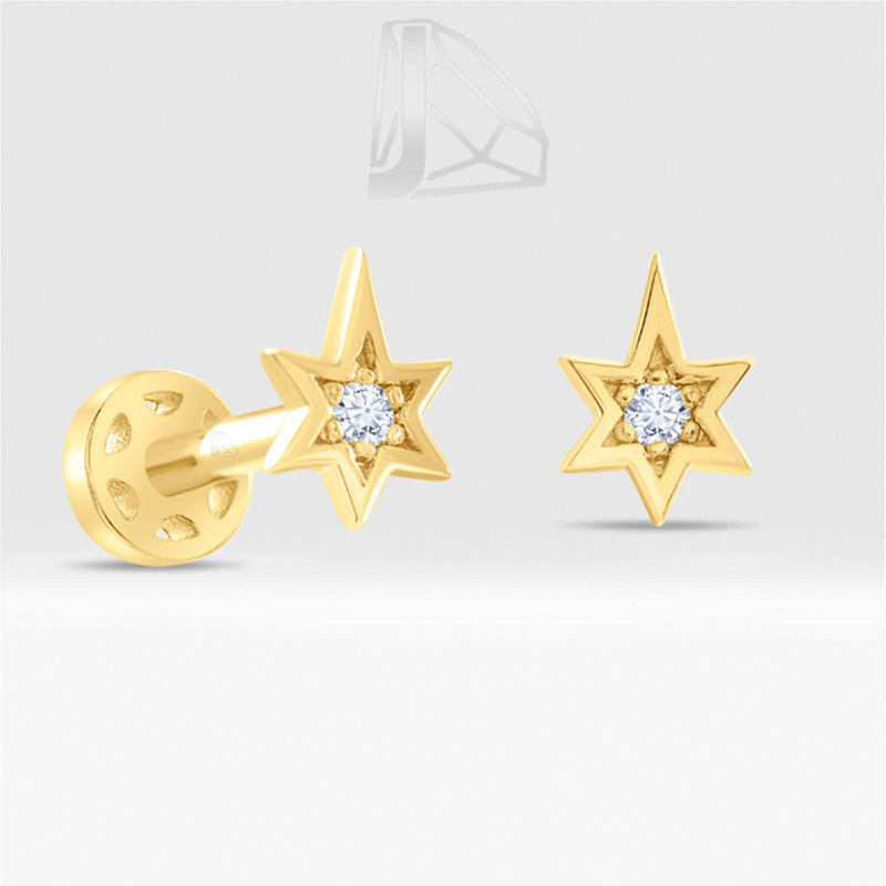 0,02 Karat Kuzey Yıldızı Pırlanta Piercing · Sarı Altın