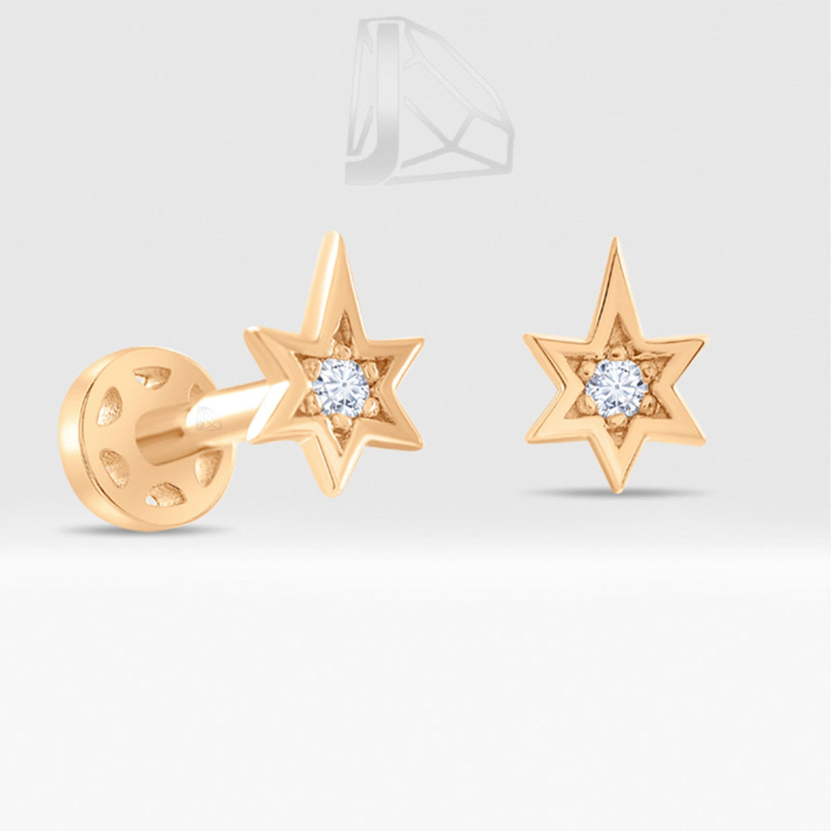 0,02 Karat Kuzey Yıldızı Pırlanta Piercing · Pembe Altın