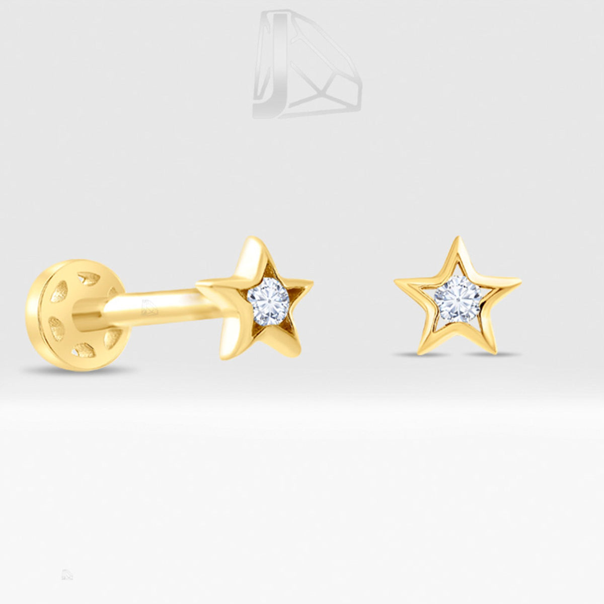 0,03 Karat Yıldız Pırlanta Piercing · Sarı Altın
