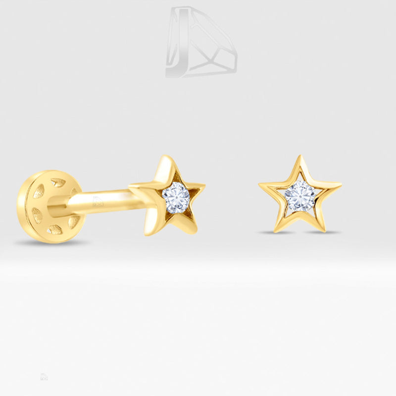 0,03 Karat Yıldız Pırlanta Piercing · Sarı Altın