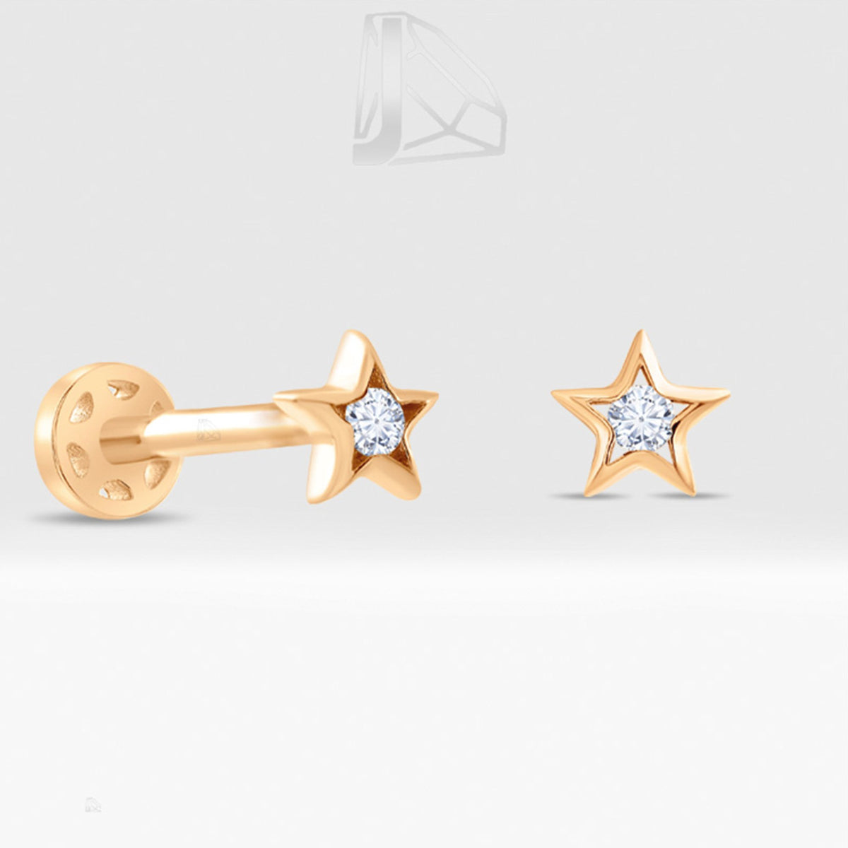 0,03 Karat Yıldız Pırlanta Piercing · Pembe Altın