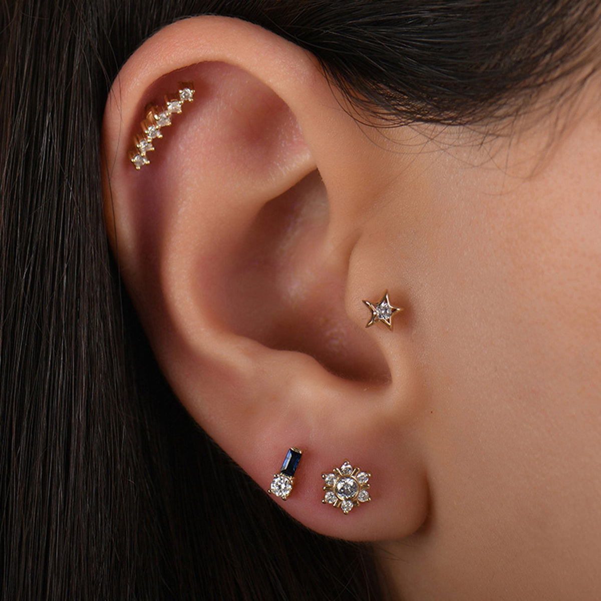 0,03 Karat Yıldız Pırlanta Piercing