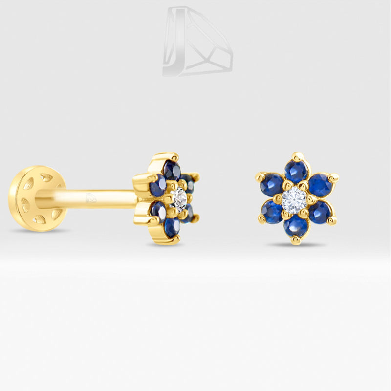 0,08 Karat Safir Çiçek Pırlanta Piercing · Sarı Altın