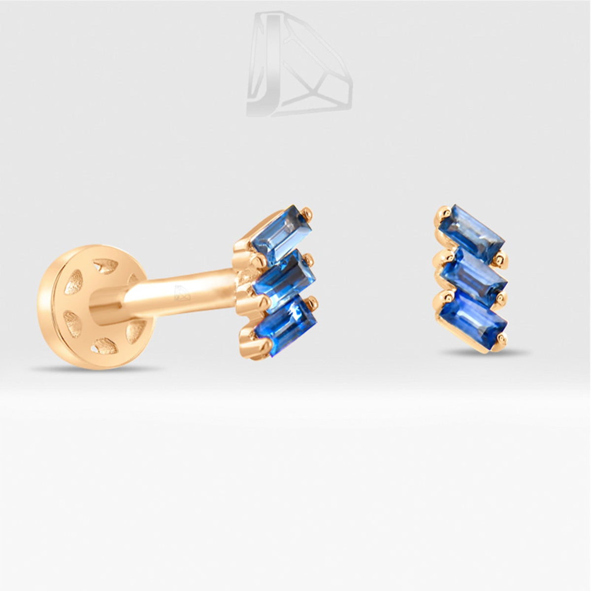 0,08 Karat Baget Safir Piercing · Pembe Altın