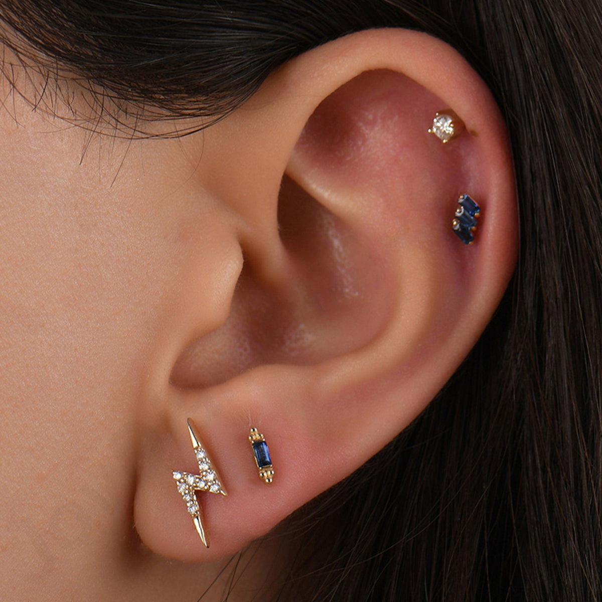 0,08 Karat Baget Safir Piercing