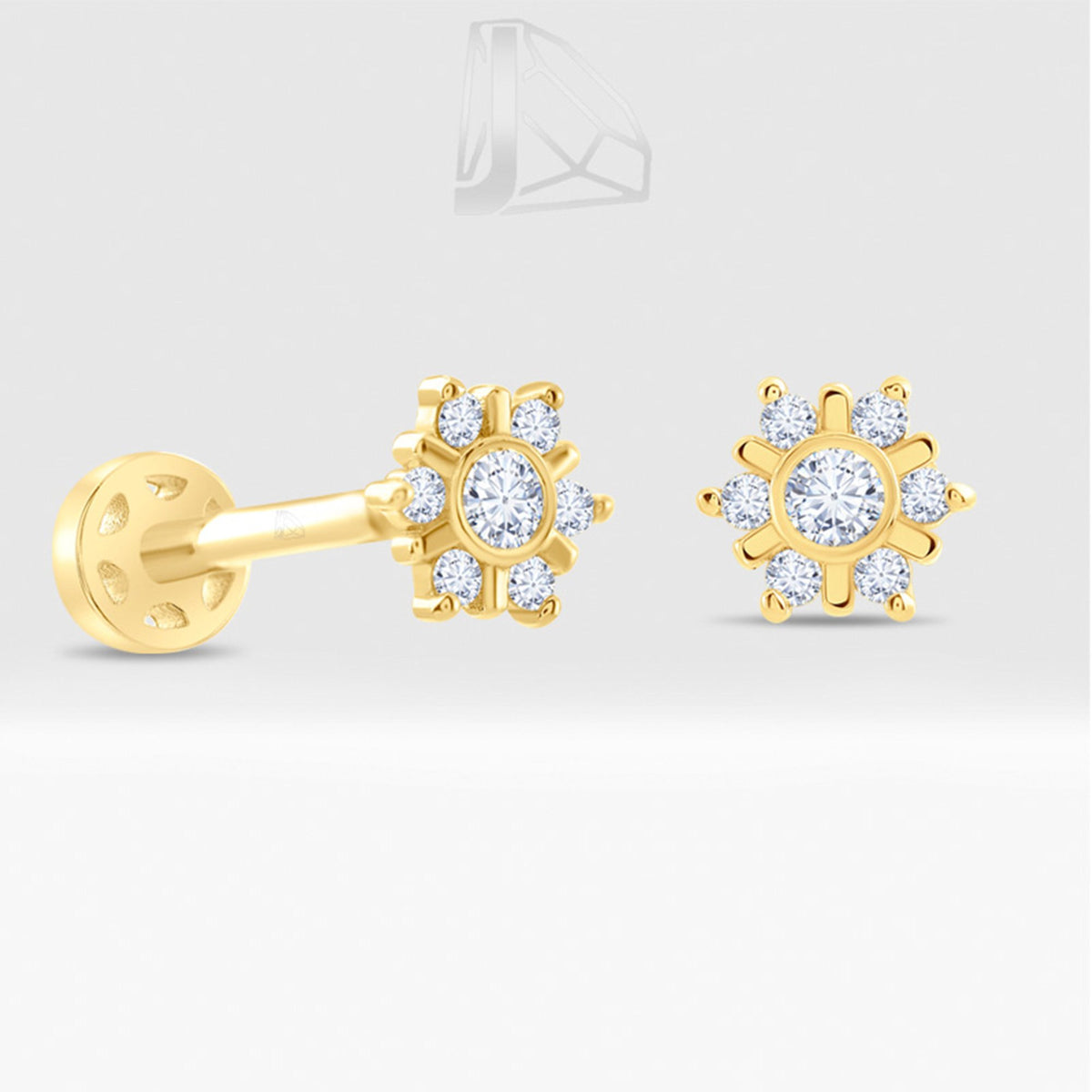 0,08 Karat Kar Tanesi Pırlanta Piercing · Sarı Altın