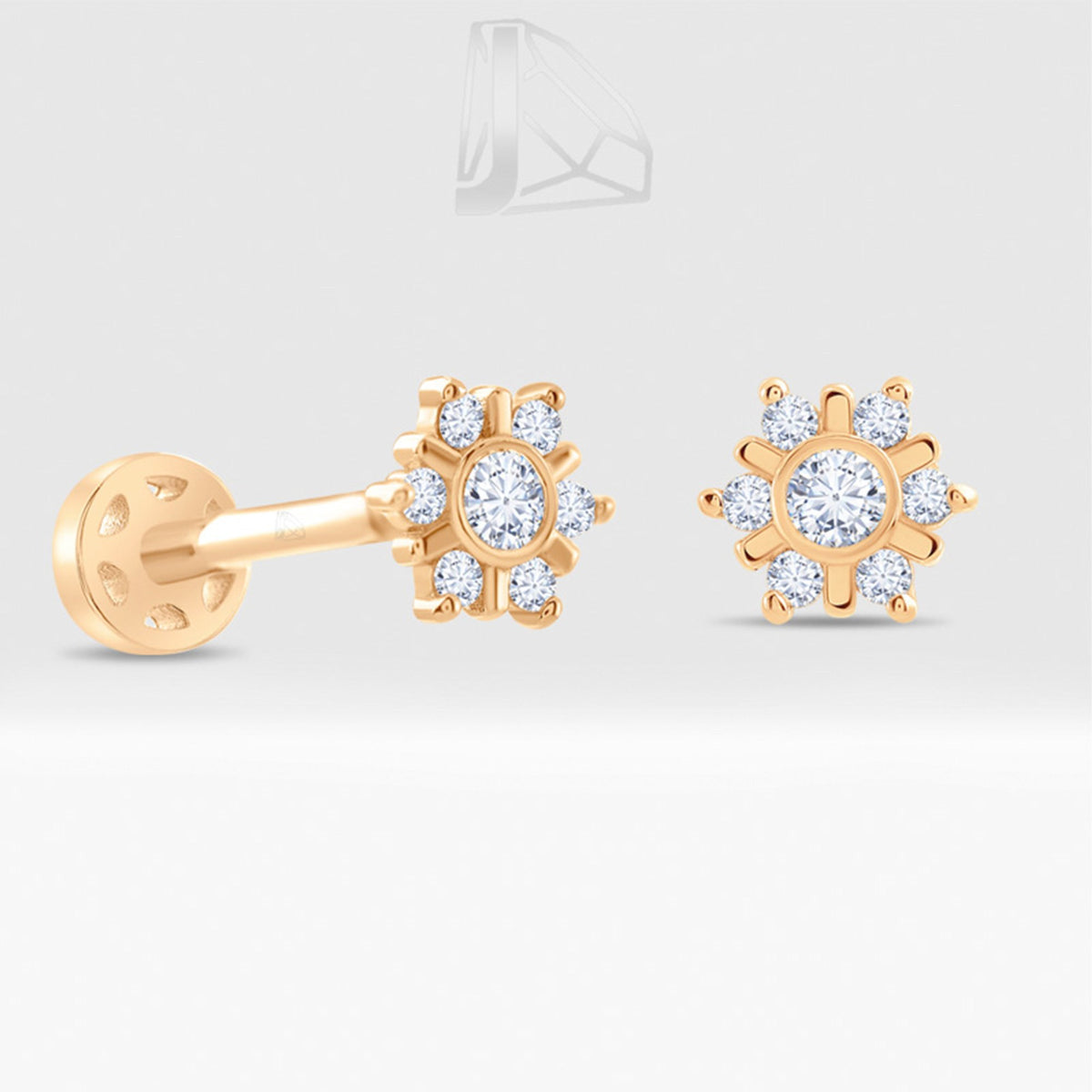 0,08 Karat Kar Tanesi Pırlanta Piercing · Pembe Altın