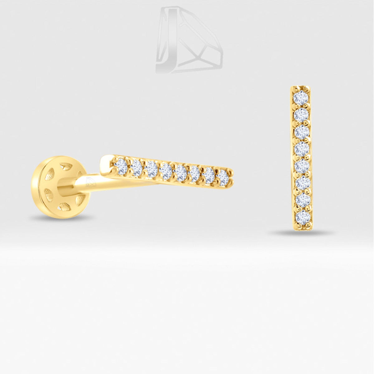 0,05 Karat Çubuk Pırlanta Piercing · Sarı Altın