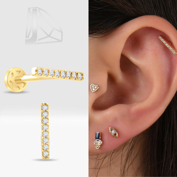 0,05 Karat Çubuk Pırlanta Piercing · Sarı Altın