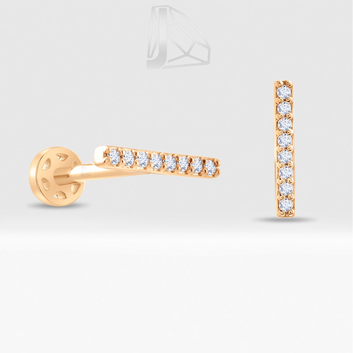 0,05 Karat Çubuk Pırlanta Piercing · Pembe Altın