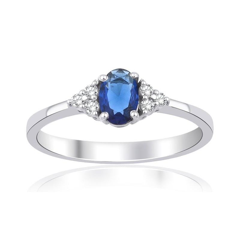 0,70 Karat Oval Safir Pırlanta Yüzük · Beyaz Altın