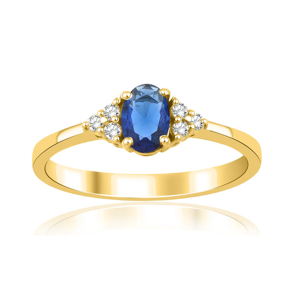 0,70 Karat Oval Safir Pırlanta Yüzük · Sarı Altın