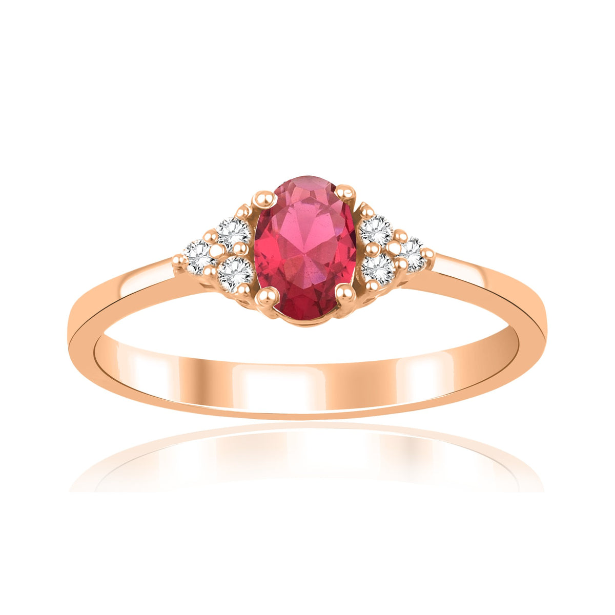 0,70 Karat Oval Yakut Pırlanta Yüzük · Pembe Altın