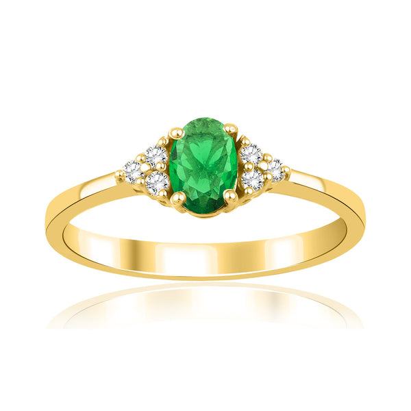 0,70 Karat Oval Zümrüt Pırlanta Yüzük · Sarı Altın