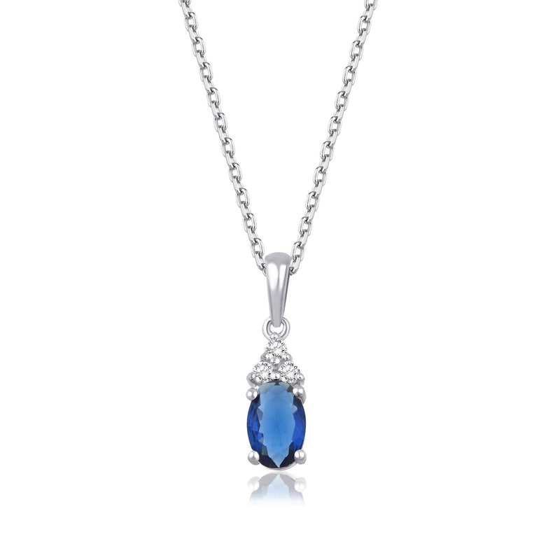0,65 Karat Oval Safir Pırlanta Kolye · Beyaz Altın