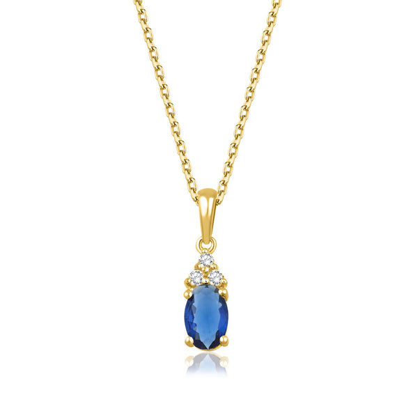 0,65 Karat Oval Safir Pırlanta Kolye · Sarı Altın