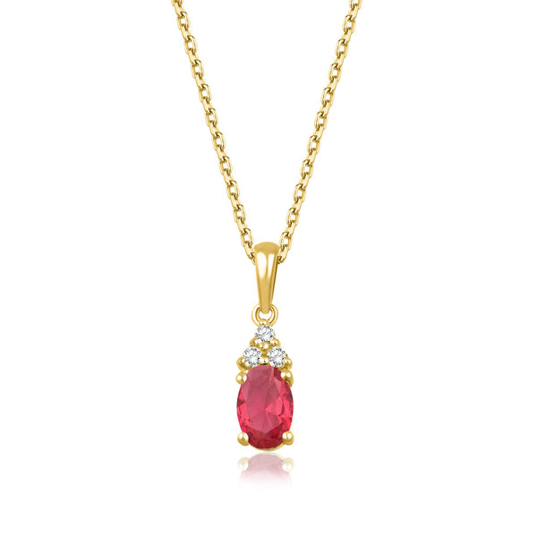 0,65 Karat Oval Yakut Pırlanta Kolye · Sarı Altın