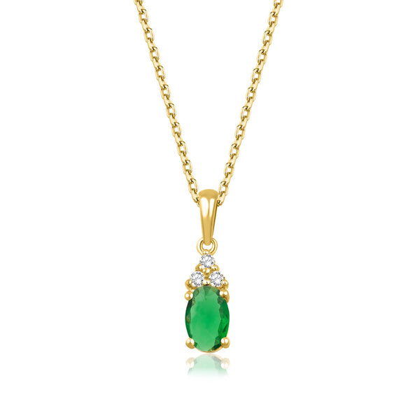 0,65 Karat Oval Zümrüt Pırlanta Kolye · Sarı Altın